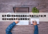 能开发区块链跨境结算的公司是什么行业[跨境区块链服务平台使用情况]