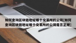 如何查询区块链地址哪个交易所的公司[如何查询区块链地址哪个交易所的公司是否正规]